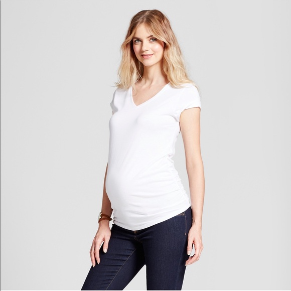 Isabel Maternity by Ingrid & Isabel Tops - Isabel Maternity Shirred V-Neck T-Shirt